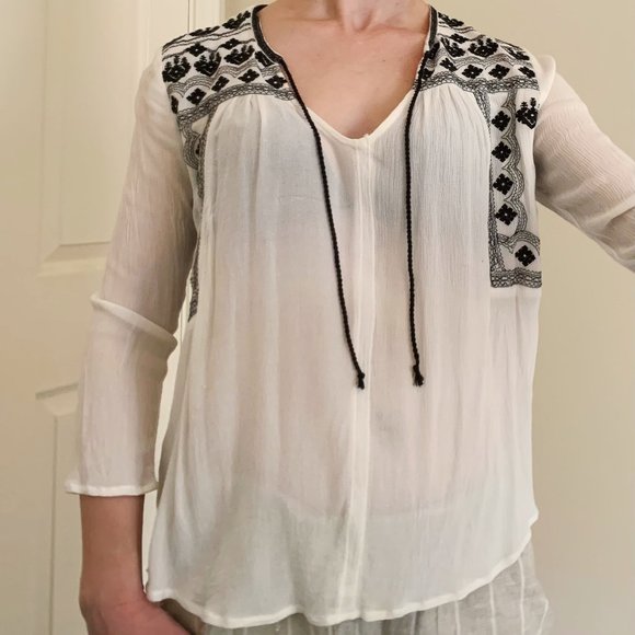 Collective Concepts White Embroidered Peasant Blouse - Picture 3 of 6